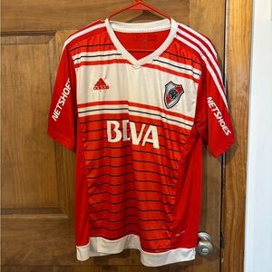 Adidas River Plate Red & White Soccer Jersey # 7 - BLVA Sponsor